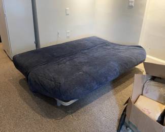 Full size Futon Sofa Bed with Blanket - recently professionally dry cleaned (54” x 79” in bed position)
