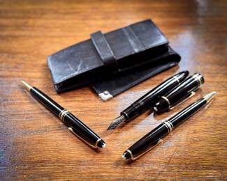 Montblanc Meisterstück 14k Gold Nib 3-Piece Set - 4810 #146 Fountain Pen, Ballpoint Pen, Mechanical Pen with Pouch 