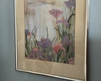 Original Floral Iris Stitched Artwork (12” x 16”)