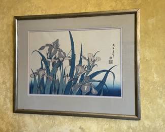 Japanese Woodblock Print of Irises (20” x 16”)