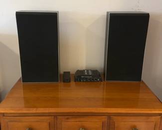 Bang & Olufsen Beovox 2200 Stereo Speakers In excellent condition with Lepai LP-168HA 2.1 2x40W Mini Amplifier (needs power cable)