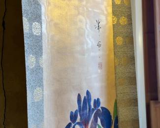 Japanese Iris Painting Scroll (14” x 43”)