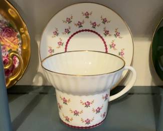Lomonosov Porcelain Teacup and Saucer set - Pink Flowers Floral - Made in Russia