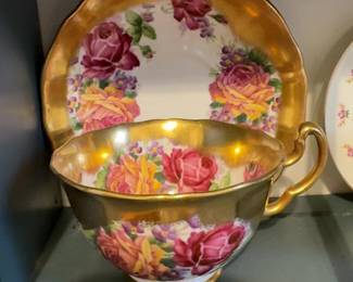 Adderly Bone China - Lawley England - Gold Floral Tea Cup and Saucer Set