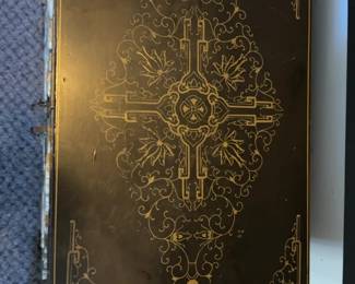 Chinese black lacquer two-door cabinet (30 x 23 x 11”)