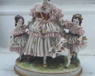 Volkstedt Dresden porcelain lace figurine made in Germany (7.5” tall)

