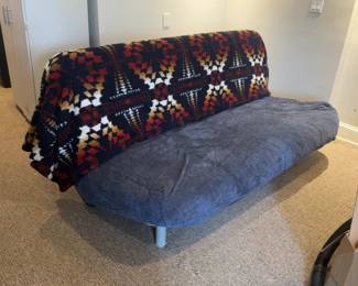 Full size Futon Sofa Bed with Blanket - recently professionally dry cleaned (54” x 79” in bed position)