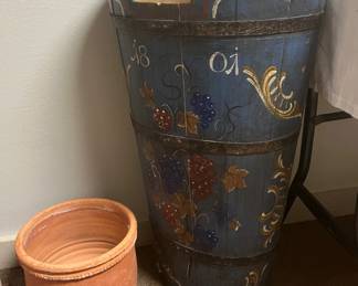 Hand-painted grape harvest basket