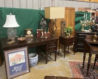 Desk, nightstand and decor