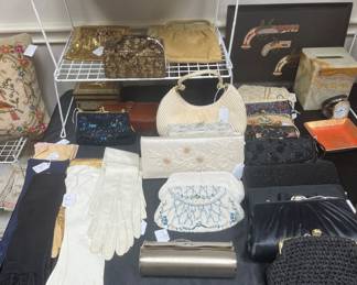 Evening purses and vintage gloves