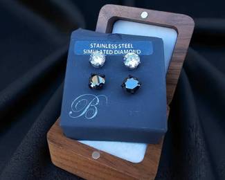 Brilliance Stainless Steel Simulated Diamond Earrings