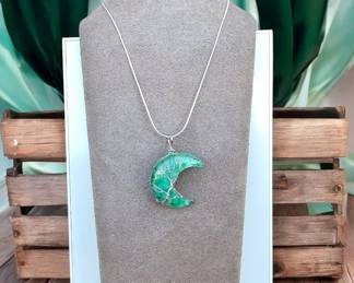 Green Adventurine Crescent Moon Necklace
