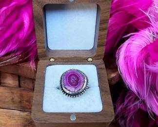 Pink Solar Quartz Ring