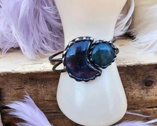 Crescent Moon Amethyst Labradorite Bracelet