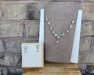 Lia Sophia Iridescent Butterly Necklace Earring Set