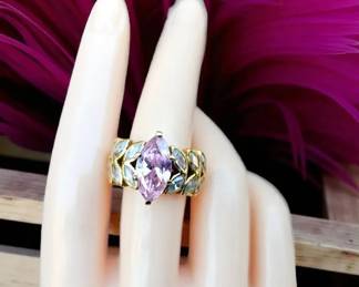 Gold Vermeil Over Sterling Silver EDCO Vintage Cocktail Ring