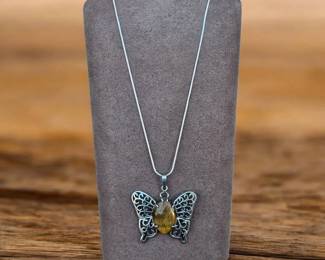 Butterfly With Tigers Eye Belly Necklace