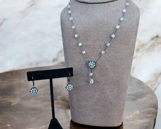 Lia Sophia Clear Beaded Crystal Necklace Matching Earrings