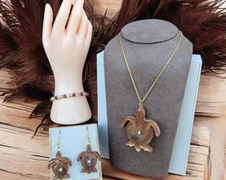 Bohemian Turtle Necklace Matching Earrings
