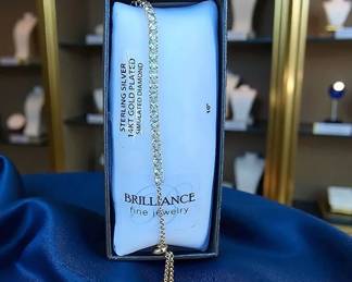 Brilliance 14kt GP Over Sterling Silver Simulated Diamond Tennis Bracelet