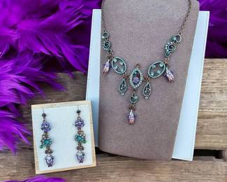 Whimsical Drop Chandelier Necklace Earring Set