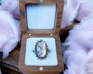 Pyrite In Rhodochrosite Ring