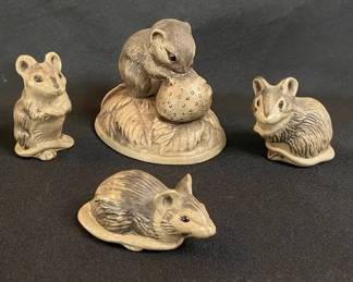 Vintage Poole Pottery Mice Figurines Mouse With Strawberry