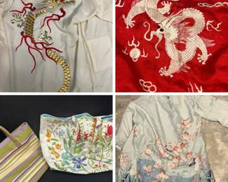 Three Vintage Japanese Silk Kimonos Purses