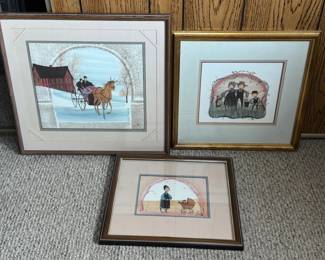 Three Framed Buckley Moss Prints