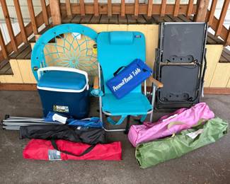 Camping And Beach Fun Chairs Folding Camp Table Cooler And More