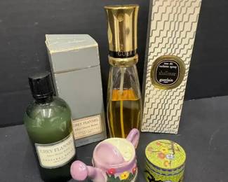 Vintage Guerlain Shalimar Perfume Grey Flannel After Shave Small Jars