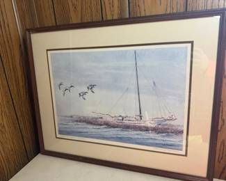 Framed Editioned Chesapeake Skipjack Print By Harry Lamar Richardson