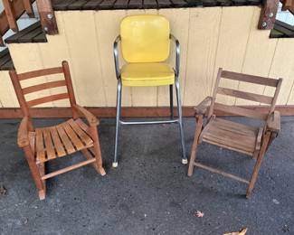 Set Of Three Vintage Childrens Chairs