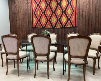 Glass Conference or Dining Table, Dining Chairs