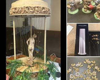 Vintage oil rain lamp, Precious Moments garden ornaments, vintage decorative, Aroma 360 Air Fresher