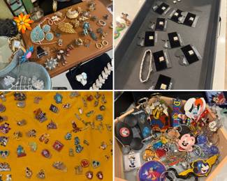 Vintage Disney Pins, rare, some full sets, add a link,  vintage and rare Disney Keychains, Vintage Jewlery, Marc Jacobs 