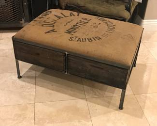 Burlap Custom Ottoman