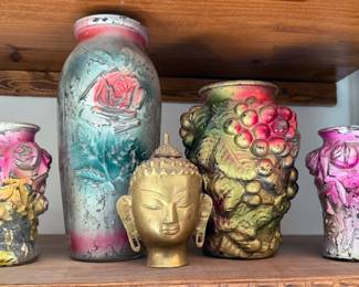 Painted glass vases, Bohdisattva