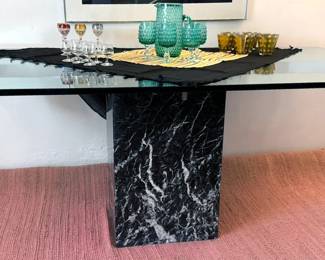 1960s Artedi Italian marble dining table base with glass top