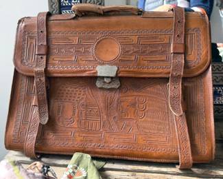Embossed leather briefcase