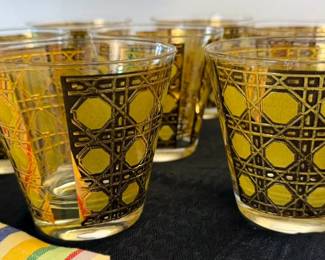 Mid-century Georges Briard “Cane” lowball cocktail glasses