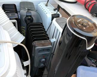 Assorted space heaters + fans
