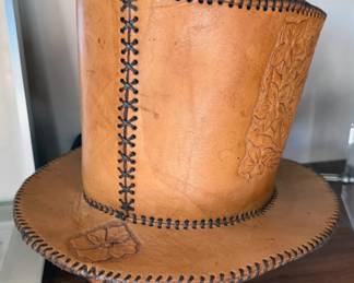 Embossed leather top hat