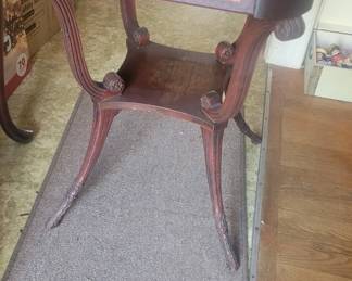 Pair Mahogany 2 tier side table with leather top
