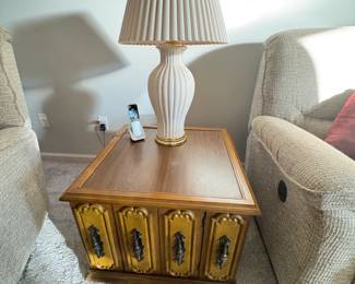 . . . mid-century lamp table and ceramic lamp