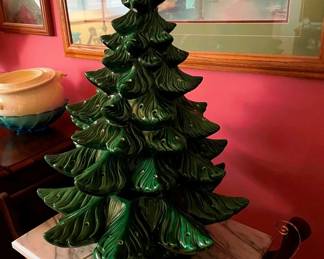 Vintage Ceramic Christmas tree, lights are in dish