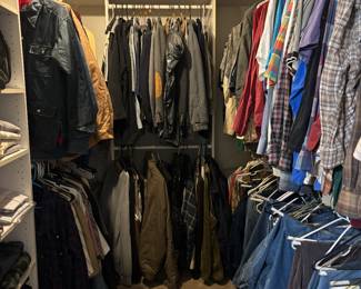 Lots of men’s sports coats and cowboy cut wranglers 