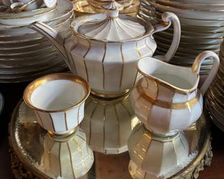 Old Paris porcelain teapot, cup and saucer and creamer