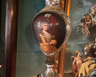 Sevres style porcelain and gilt bronze mounted lidded vase.