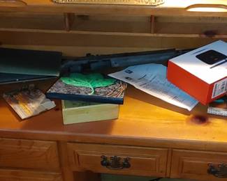 Super nice solid wood roll top desk" the boss" on the plate on the front
( better pictures to post) 